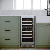 Avallon 15 Inch Wide 23 Bottle Capacity Dual Zone Wine Cooler with Left Swing Door - AWC152DZLH