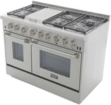 Kucht Professional 48 in. 6.7 cu ft. Propane Gas Range with Silver Knobs - KRG4804U/LP-S