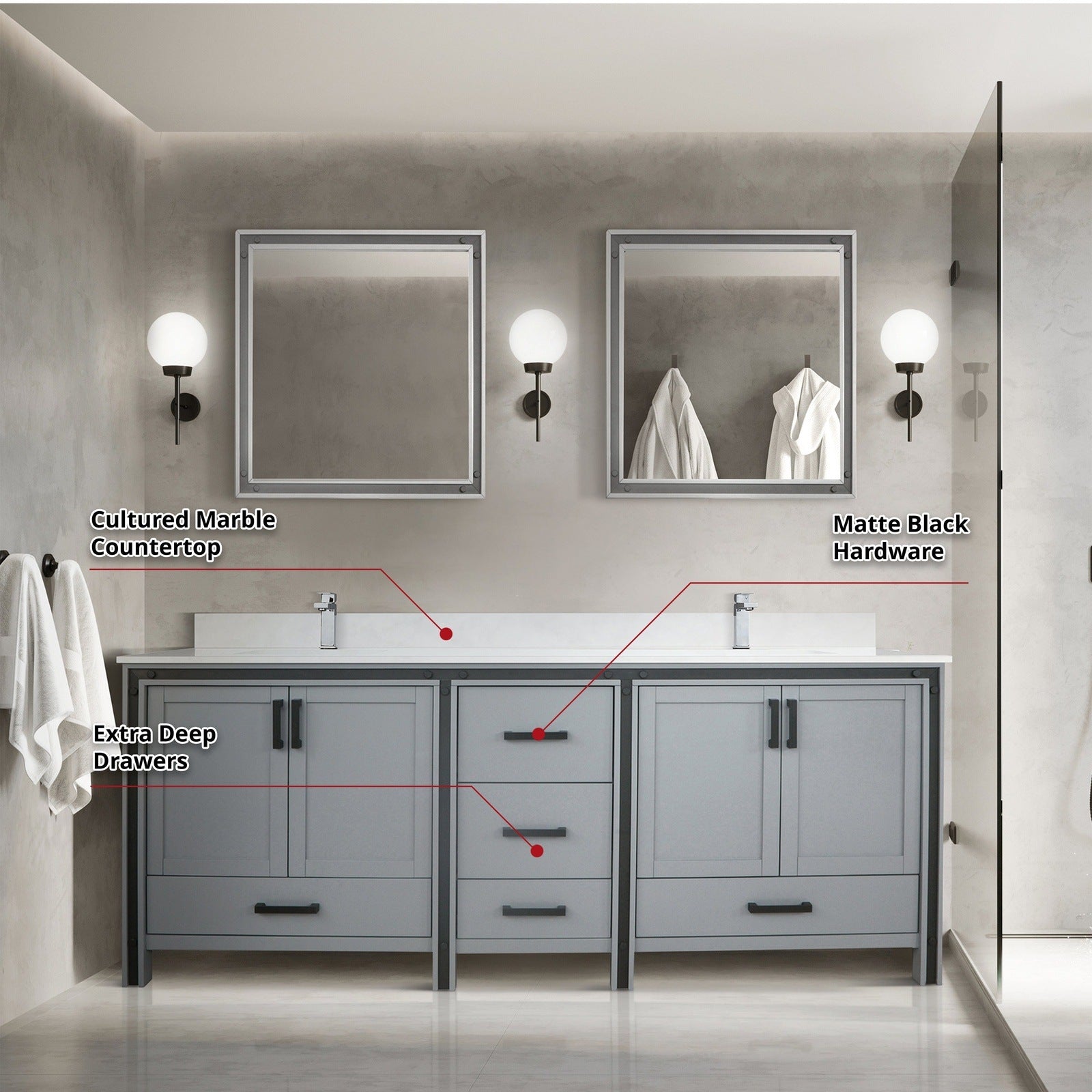 Ziva 84" x 22" Double Bath Vanity - Backyard Provider
