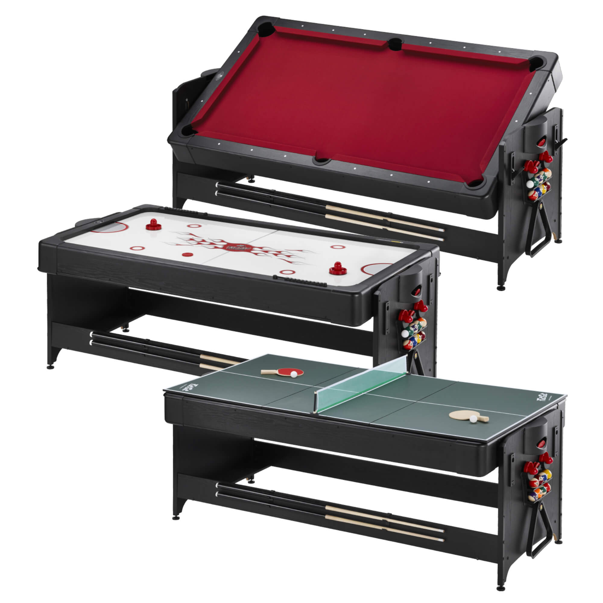 Fat Cat Original Pockey 7ft Black 3 in 1 Multi Game Table - 64-1046