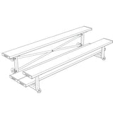 Bleacher - 7-1/2 ft. (2 Row - Double Foot Plank) - Tip & Roll -  BLDP-375TRGPC