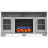 Cambridge Savona 59 In. Electric Fireplace in White with Entertainment Stand and Multi-Color LED Flame Display - CAM6022-1WHTLED