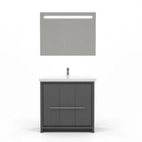Casa Mare Alessio 36" Glossy Gray Vanity Ceramic Sink Combo - Alessio90GG-36-MSC-S