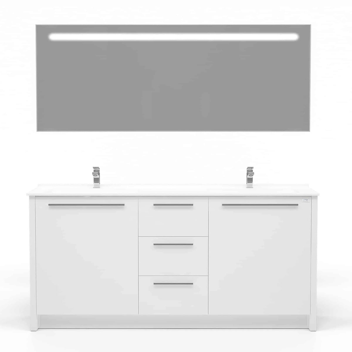 Casa Mare Nona 60" Glossy White Double Sink Vanity and Sink Combo - Nona152GW-60-MSC-S