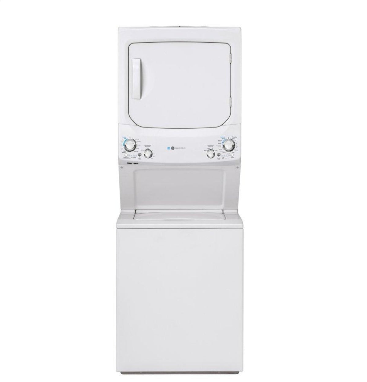 GE Unitized Spacemaker Washer & Electric Dryer, 3.8 cu. ft. Washer, 5.9 cu. ft. Dryer – GUD27ESSMWW-KT