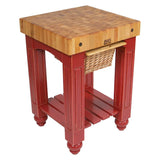 John Boos American Heritage Gathering Block Butcher Block Table 24" x 25" Barn Red Painted Base -  CU-GB25BN