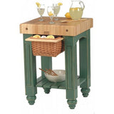 John Boos  American Heritage Gathering Block Butcher Block Table 24" x 25" Clover Green Painted Base - CU-GB25CG