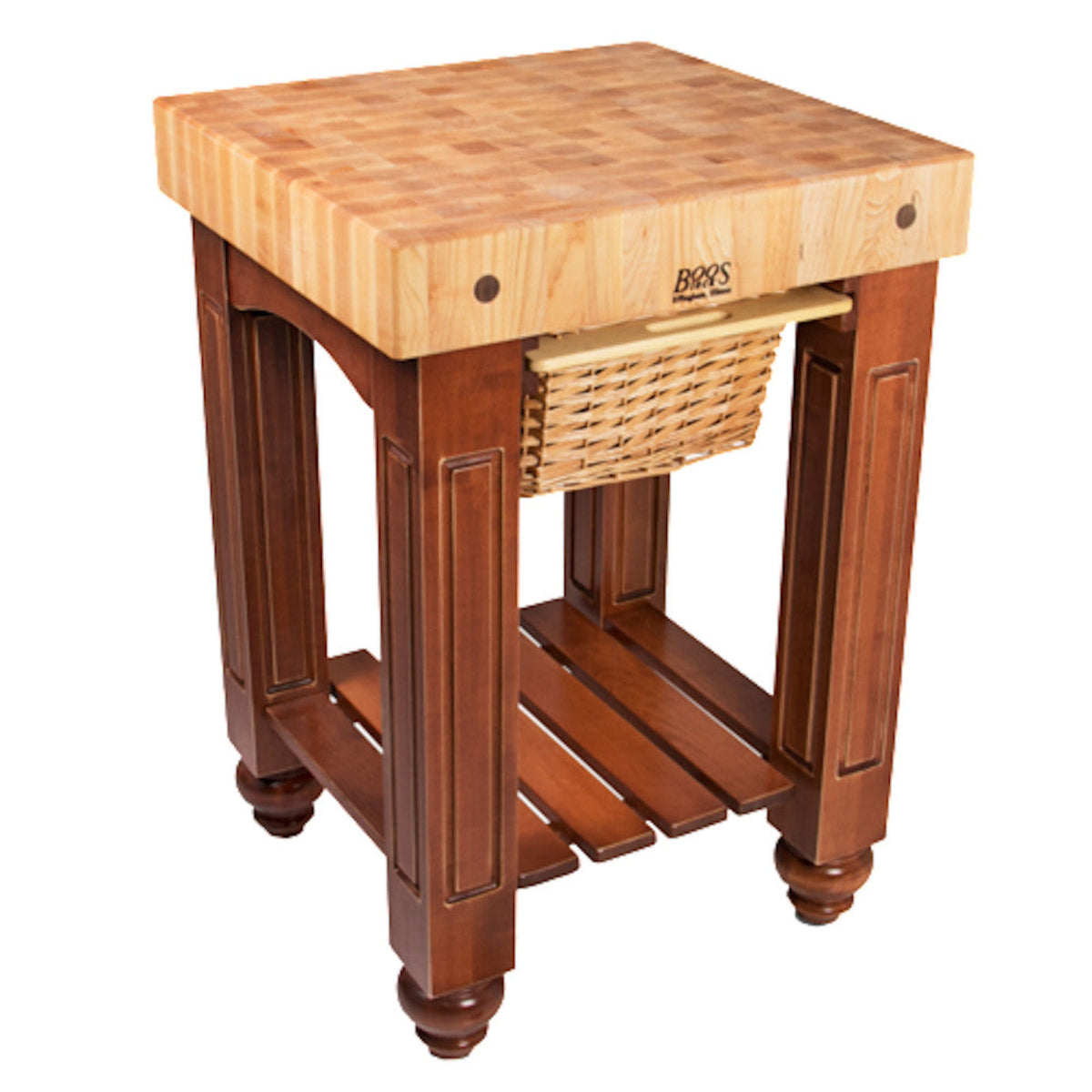 John Boos American Heritage Gathering Block Butcher Block Table 24" x 25" Warm Cherry Stain Base -  CU-GB25CR