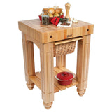 John Boos American Heritage Gathering Block Butcher Block Table 24" x 25" Natural Maple Wood Base - CU-GB25N