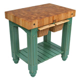 John Boos  American Heritage Gathering Block Butcher Block Table 24" x 36" Basil Green Painted Base - CU-GB3624BS