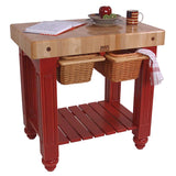 John Boos  American Heritage Gathering Block Butcher Block Table 24" x 36" Barn Red Painted Base - CU-GB3624BN
