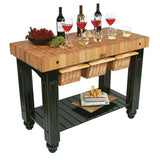 John Boos American Heritage Gathering Block Butcher Block Table 24" x 48" Black Painted Base - JBCUGB4824BK