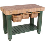 John Boos American Heritage Gathering Block Butcher Block Table 24" x 48" Basil Green Painted Base - CU-GB4824BS