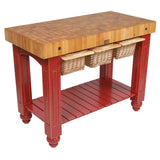 John Boos  American Heritage Gathering Block Butcher Block Table 24" x 48" Barn Red Painted Base - CU-GB4824BN