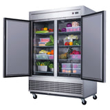 Chef AAA -Commercial 55" Reach-In Refrigerator Solid 2 Door 40 cu.ft. NSF - T55R