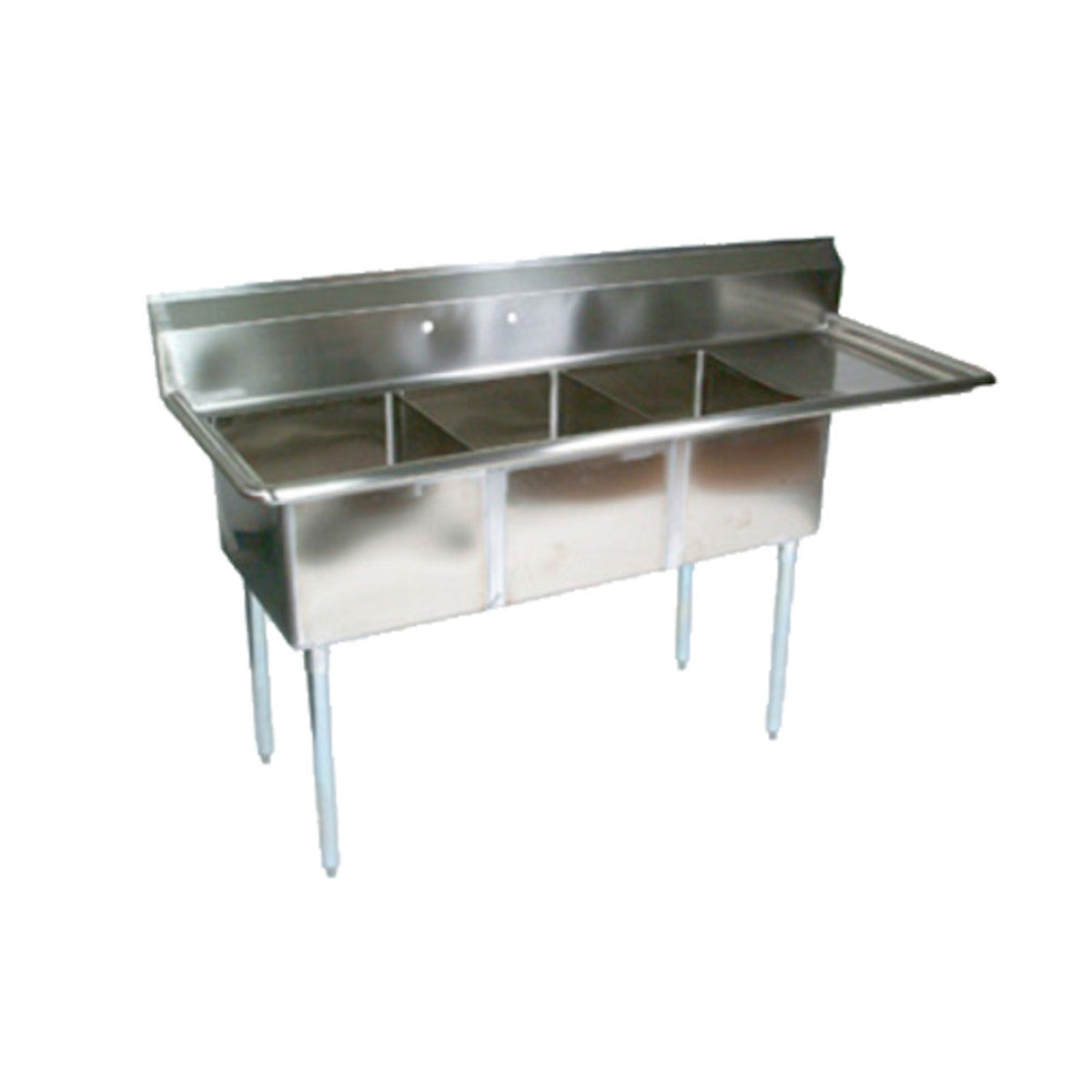 John Boos Three-Compartment E-Series Sink, 15" L & R Drainboard - E3S8-1014-10T15