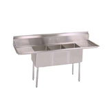 John Boos Three-Compartment E-Series Sink, 12" L & R Drainboards - JBE3S8141612T12