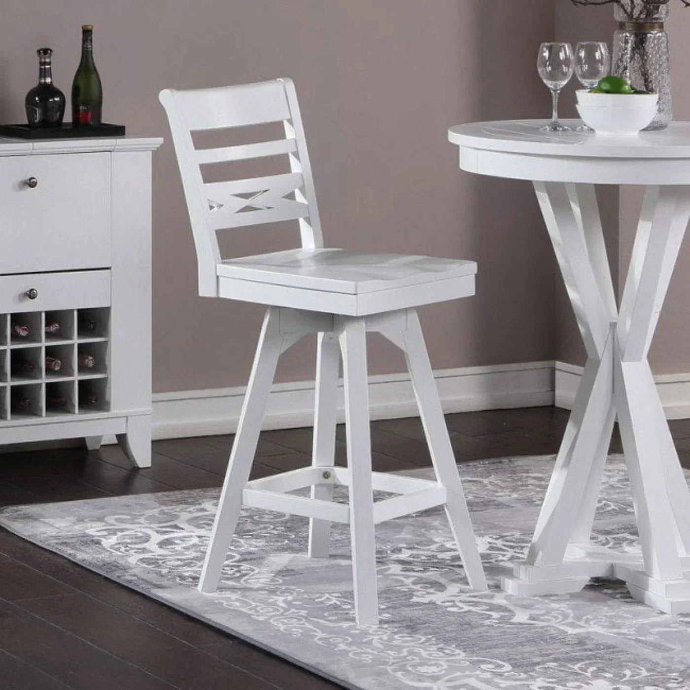 ECI Furniture Bianca Asbury Swivel 24 Counter Stool with Wood Seat Set of 2 - 1060-01-CS2