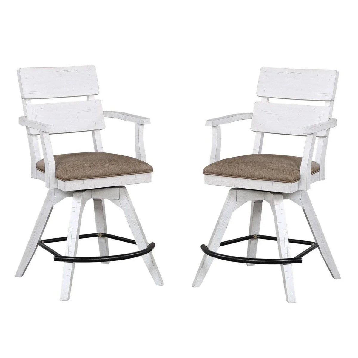 ECI Furniture La Sierra 24 Dbl Panel Back Spectator Swivel Stool with Brown Vinyl Seat Set of 2 - EC-1164-22-SCS2