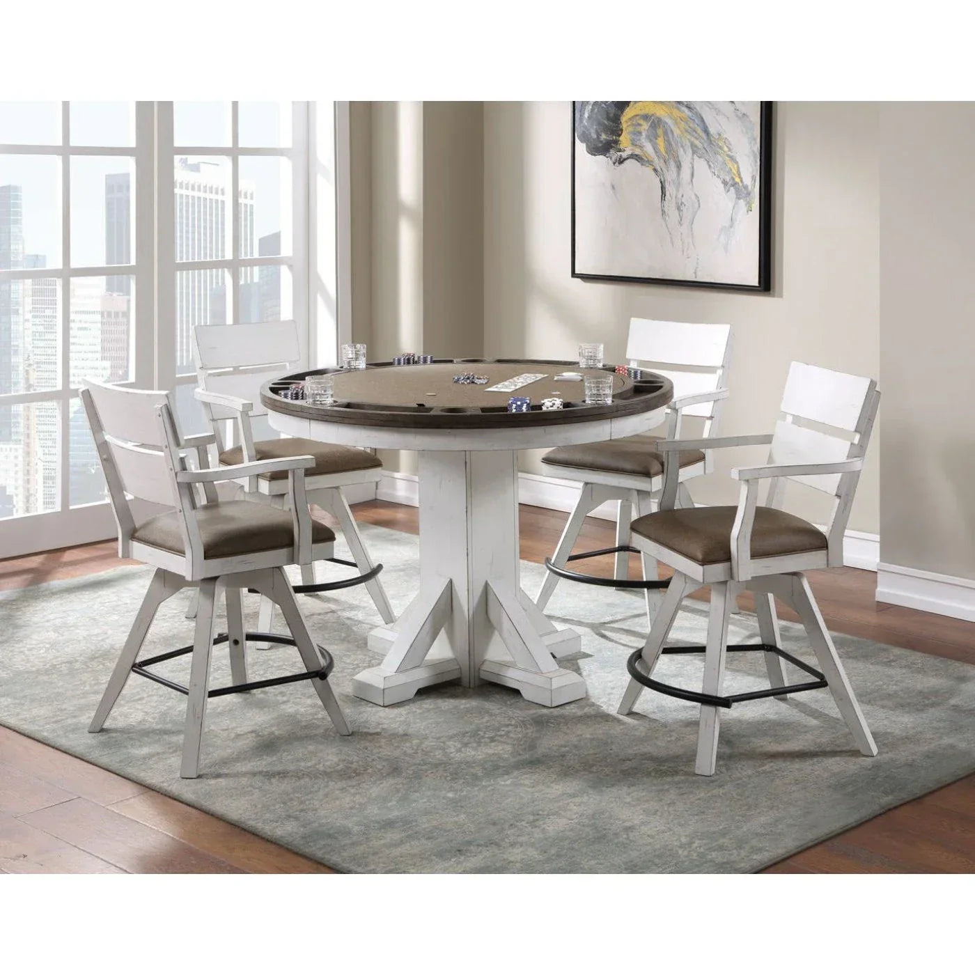 ECI Furniture La Sierra 24 Dbl Panel Back Spectator Swivel Stool with Brown Vinyl Seat Set of 2 - EC-1164-22-SCS2
