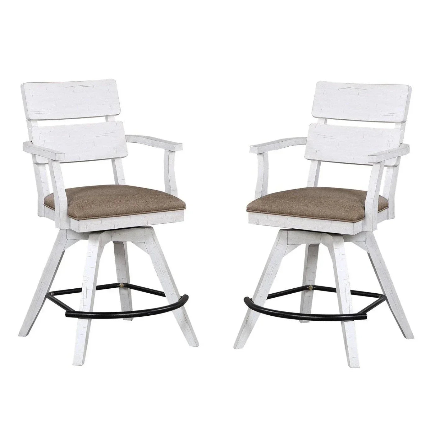 ECI Furniture La Sierra 24 Dbl Panel Back Spectator Swivel Stool with Brown Vinyl Seat Set of 2 - EC-1164-22-SCS2