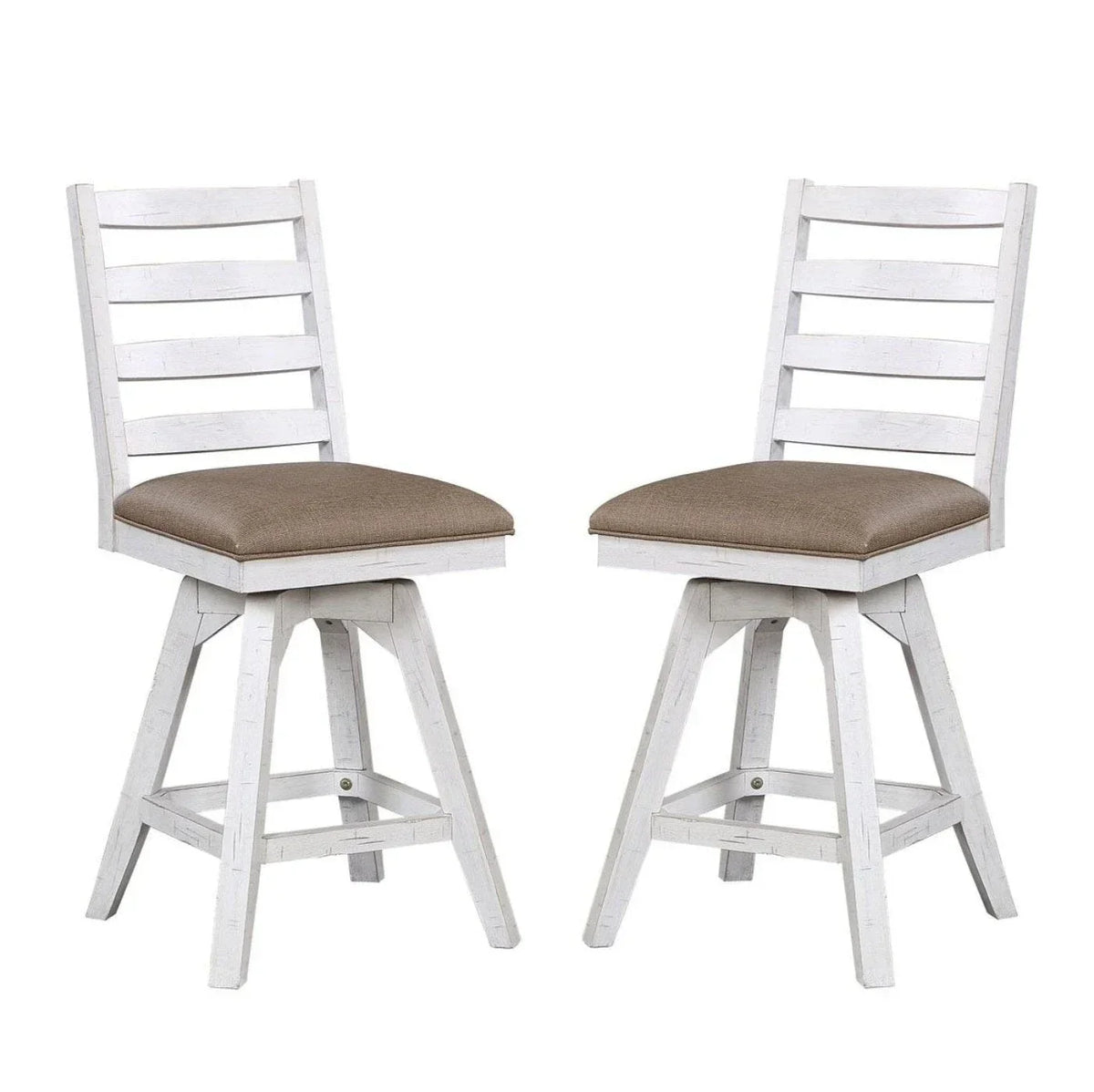 ECI Furniture La Sierra 24 Ladder Back Counter Swivel Stool with Brown Vinyl Seat Set of 2 - EC-1164-22-CS1