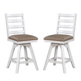 ECI Furniture La Sierra 24" Ladder Back Counter Swivel Stool with Brown Vinyl Seat (Set of 2) - EC-1164-22-CS1