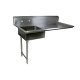 John Boos EDTS8-S30-50UCL Soiled Straight 50" W x 30" D Undercounter Dishtable - JBEDTS8S3050UCL
