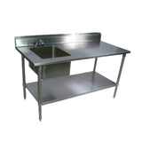 John Boos&nbsp; Work Table with Prep Sink, 48"W x 30"D x 40-3/4 - &nbsp;EPT8R5-3048GSK-R"H with Sink Bowl on Right, Galvanized Undershelf and 5" Backsplash