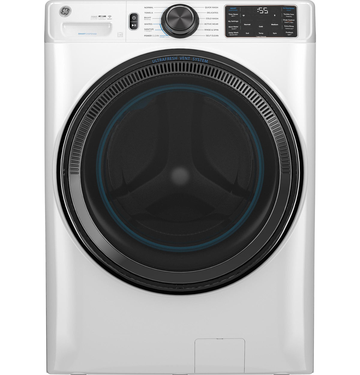 GE APPLIANCES GFW655SSVWW GE(R) 5.0 cu. ft. Capacity Smart Front Load ENERGY STAR(R) Steam Washer with SmartDispense(TM) UltraFresh Vent System with OdorBlock(TM) and Sanitize + Allergen - GFW655SSVWW-KT