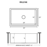 Fiamma 30 x 20 inch Fireclay Reversible Farmhouse Apron-Front Kitchen Sink Single Bowl – Biscuit - RVL2100BS