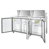 Frigos 72" Sandwich Prep Table Refrigerator, 3 Doors, Stainless Steel Floor - FG-SWPT-72