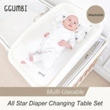 GGUMBI All Star Wood Baby Crib Full Set Baby Crib + Mattress + Cushion Guard 3P + Water Proof Pad + Diaper Changing Table Set - Gumb-Cribset
