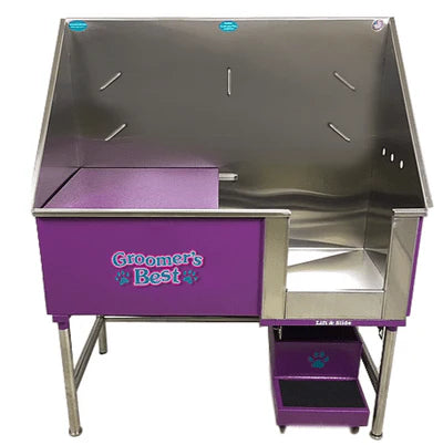 Groomer's Best Stainless Steel Elite Dog Grooming Bath Tub w/ Steps - GB-GB48EL-L-B