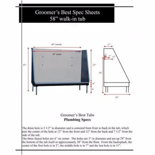 Groomer's Best Stainless Steel Elite Walk-In Dog Grooming Bath Tub - GB-GB48WI-B-L