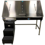 Groomer's Best Stainless Steel ADA Compliant Elite Dog Grooming Bath Tub with Lift & Slide Steps - GB-GB58ELADA-L-B