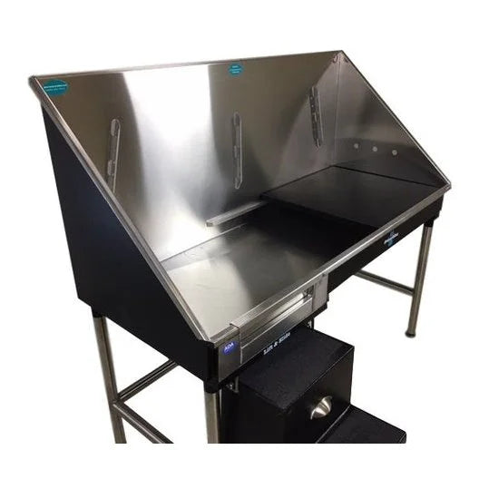 Groomer's Best Stainless Steel ADA Compliant Elite Dog Grooming Bath Tub with Lift & Slide Steps - GB-GB58ELADA-L-B