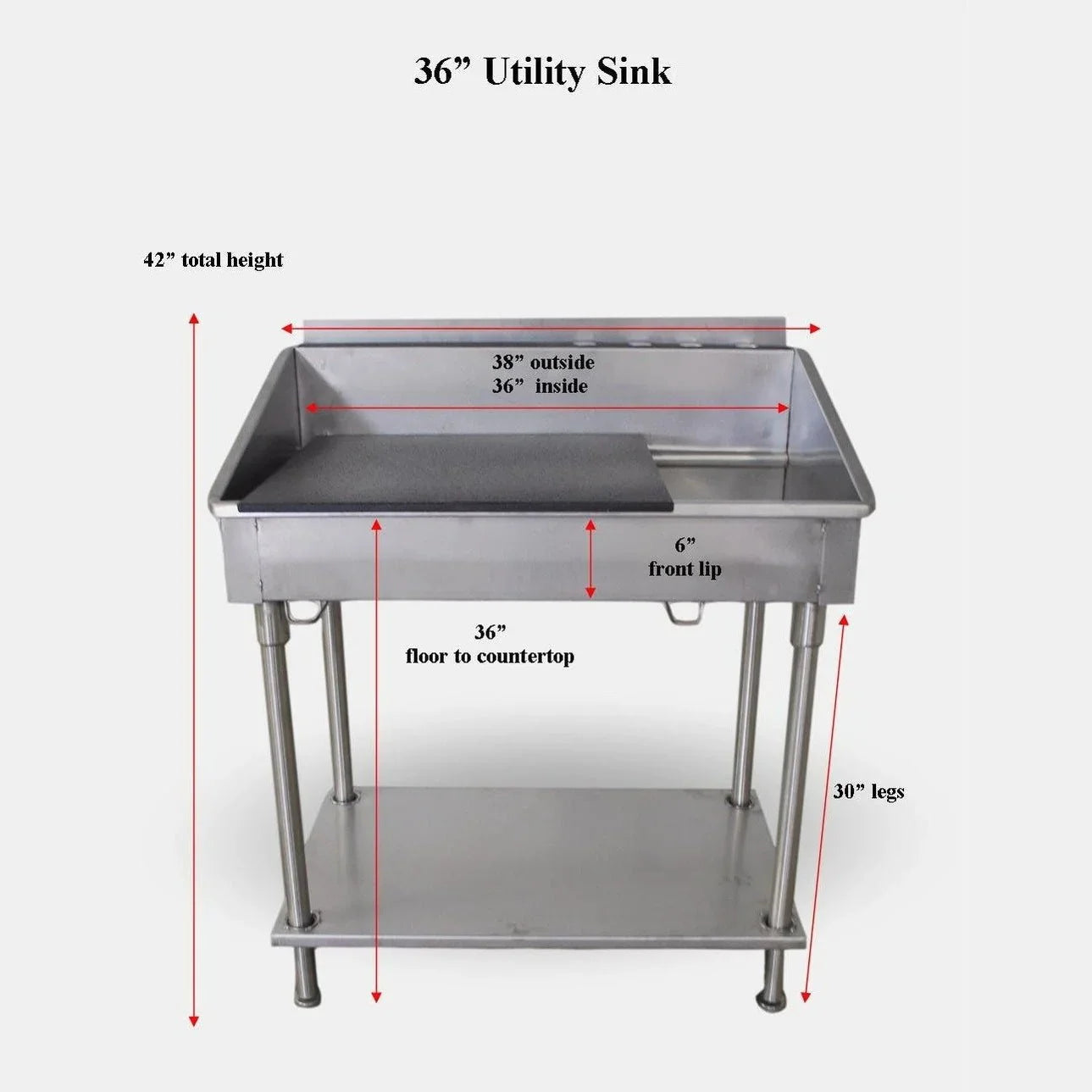 Groomer's Best Stainless Steel Shallow Utility Sink for Grooming and Veterinary Professionals - GB-GBUS-36-L