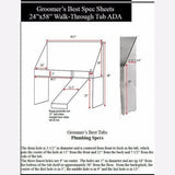 Groomer's Best 58 ADA Compliant Walk-Through Bath Tub w/ Lift & Slide ramp - GB-GB58WTADA-L