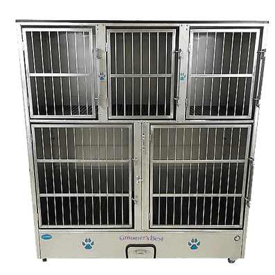 Groomer's Best Stainless Steel Multiple Unit Cage Bank - 5 Units - GB-GB5UNIT