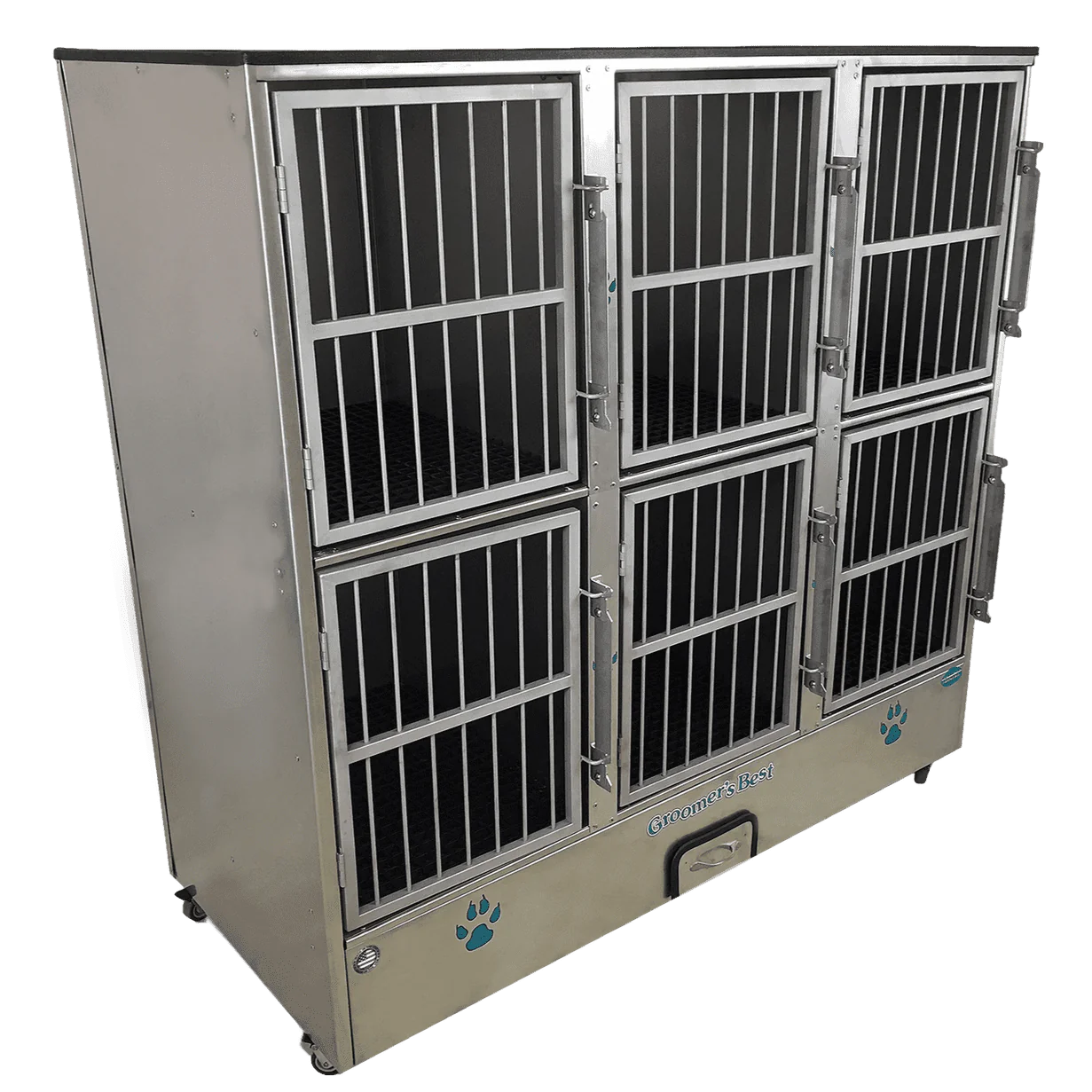 Groomer's Best Stainless Steel Multiple Unit Cage Bank - 6 Units - GB-GB6UNIT