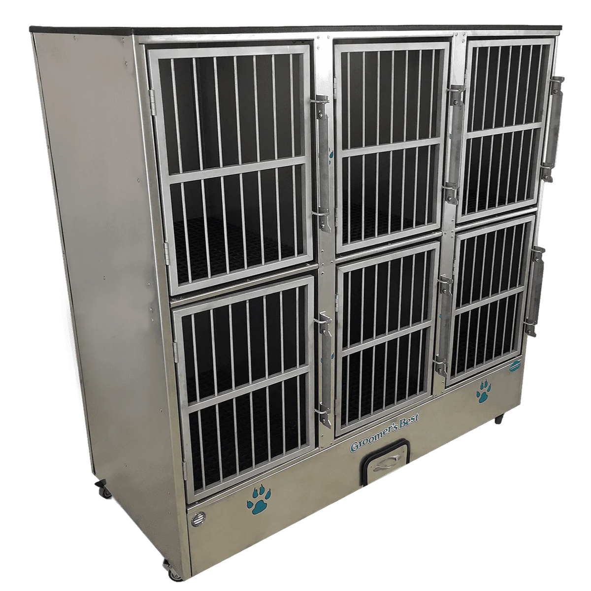 Groomer's Best Stainless Steel Multiple Unit Cage Bank - 6 Units - GB-GB6UNIT