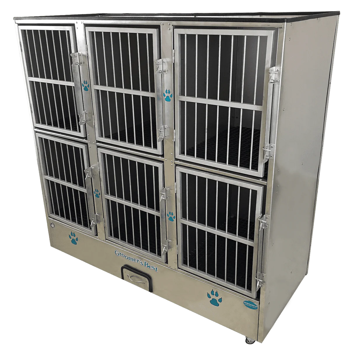 Groomer's Best Stainless Steel Multiple Unit Cage Bank - 6 Units - GB-GB6UNIT