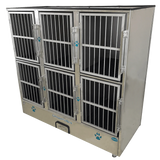 Groomer's Best Stainless Steel Multiple Unit Cage Bank - 6 Units - GB-GB6UNIT