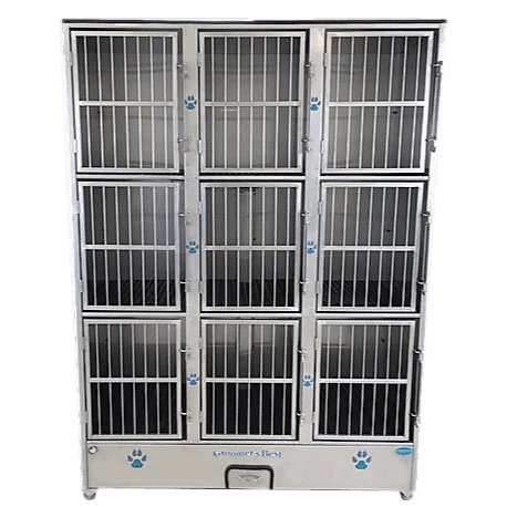 Groomer's Best Stainless Steel Multiple Unit Cage Bank 9 Units - GB-GB9UNIT