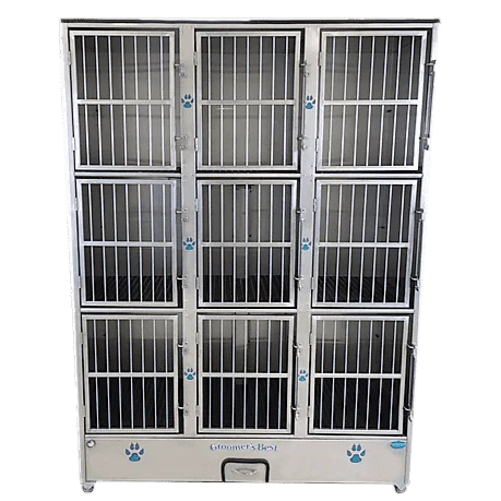 Groomer's Best Stainless Steel Multiple Unit Cage Bank 9 Units - GB-GB9UNIT
