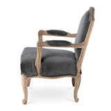 Park Hill Collection Chloe Velvet Upholstered Arm Chair - Elegant Charcoal Grey with Handcrafted Mango Wood Frame - EFS26192