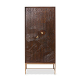 Park Hill Collection Addison Faux Bois Tall Cabinet - Elegant Walnut Beechwood Desi - EFC26060gn with Antique Brass Accents