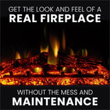 Cambridge - 53"x17.7"x13.4" Sofia Fireplace Mantel w/ Marble and Deep Log Insert - Electric Mantel Fireplaces - CAM5617-1WHTLG3