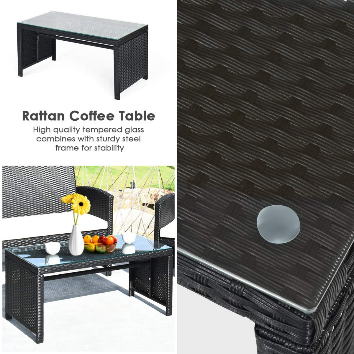 Tangkula Patio Wicker Conversation Furniture Set - 2*HW63239